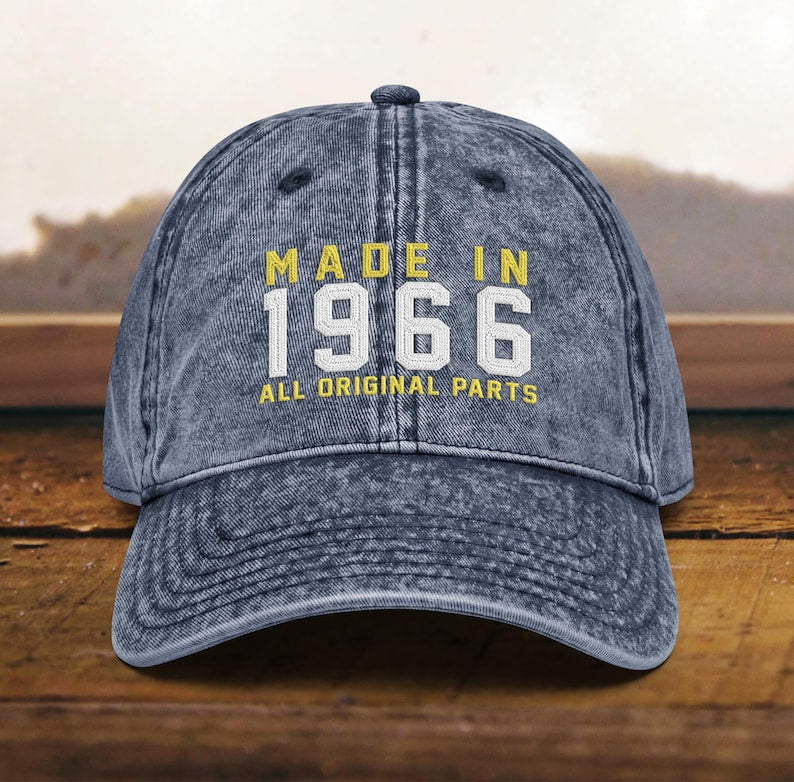 60th Birthday gift Vintage Embroidered Hat for 60th Birthday Born In 1966 Cotton Twill Cap