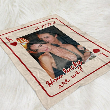 Personalized Couple Photo Blanket, Playing Card Throw Blanket, Valentine Gift for Husband Boyfriend, Wedding Anniversary Ideas
