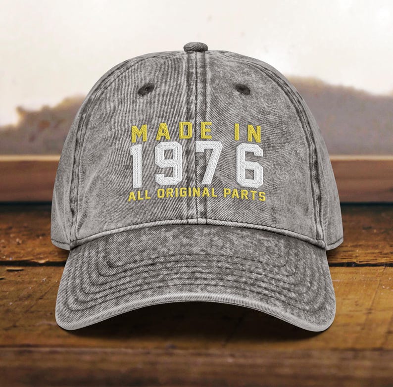 50th Birthday gift Vintage Embroidered Hat for 50th Birthday Born In 1976 Cotton Twill Cap