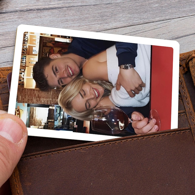 Personalized Photo Wallet Card, Valentines Gift for Him, Love You More Reverse Insert Card, Anniversary Gift for Boyfriend, Couple Gift