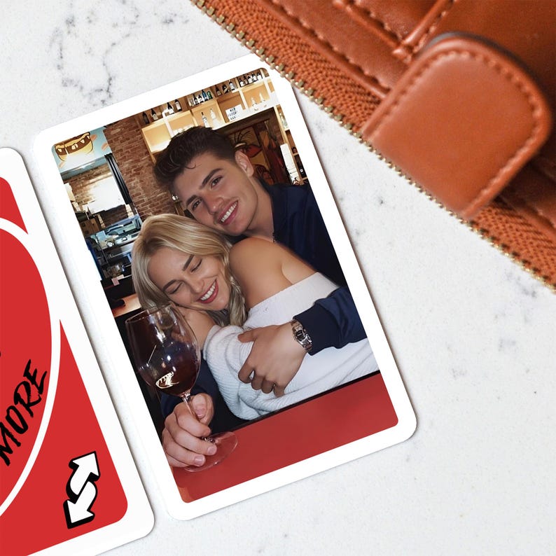 Personalized Photo Wallet Card, Valentines Gift for Him, Love You More Reverse Insert Card, Anniversary Gift for Boyfriend, Couple Gift