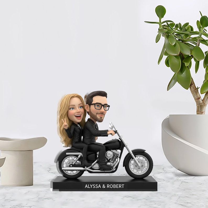 Personalized Acrylic Couple Plaque: Custom Couple Motorcycle Rider Design