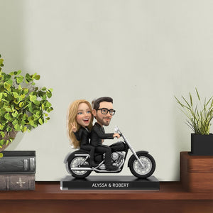 Personalized Acrylic Couple Plaque: Custom Couple Motorcycle Rider Design