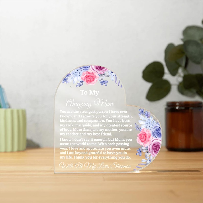 Heart Plaque For Mom From Daughter Son, Birthday Gift, Christmas Gift For Mom, Mother's Day Gift, Custom Mom Gift, To My Mom, Mom Keepsake