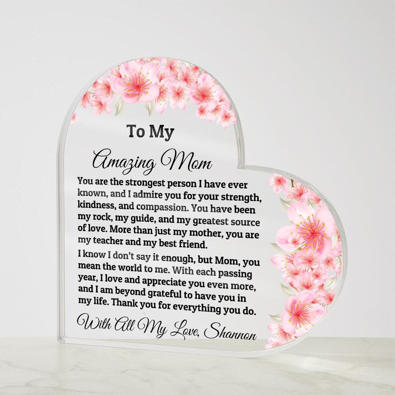 Heart Plaque For Mom From Daughter Son, Birthday Gift, Christmas Gift For Mom, Mother's Day Gift, Custom Mom Gift, To My Mom, Mom Keepsake