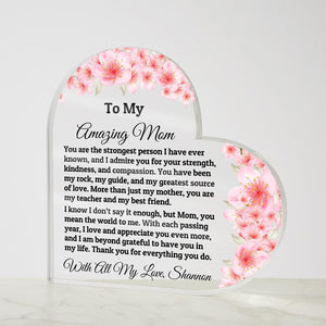 Heart Plaque For Mom From Daughter Son, Birthday Gift, Christmas Gift For Mom, Mother's Day Gift, Custom Mom Gift, To My Mom, Mom Keepsake