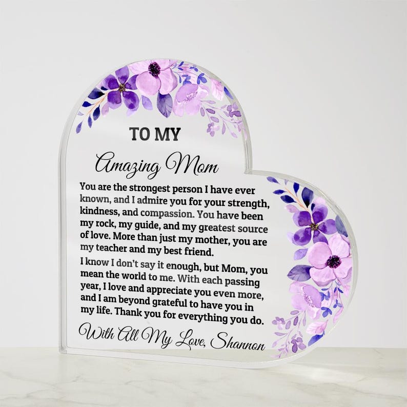 Heart Plaque For Mom From Daughter Son, Birthday Gift, Christmas Gift For Mom, Mother's Day Gift, Custom Mom Gift, To My Mom, Mom Keepsake