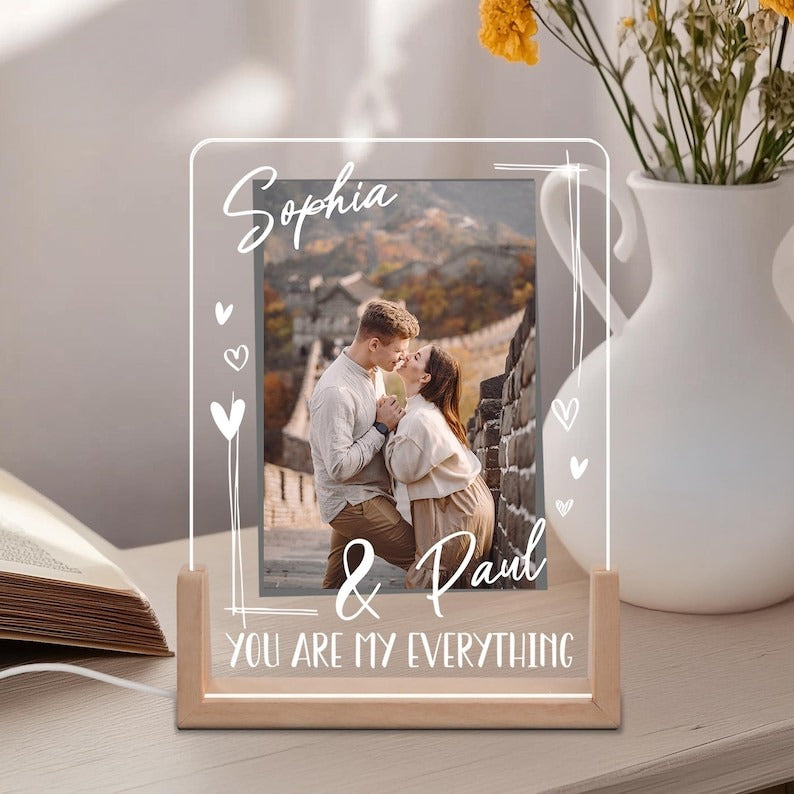 Personalized Couple Photo Led Night Light Lamp, Valentine's Day Gift for Couple, Anniversary Gift, Romantic Gift, Couple Name LED Lamp Gift