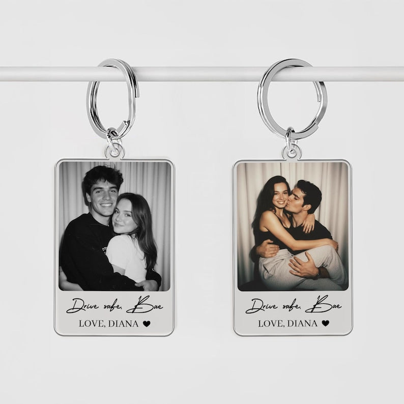 Custom Drive Safe Photo Keychain, Personalized Valentine's Gift for Him, Boyfriend, Husband