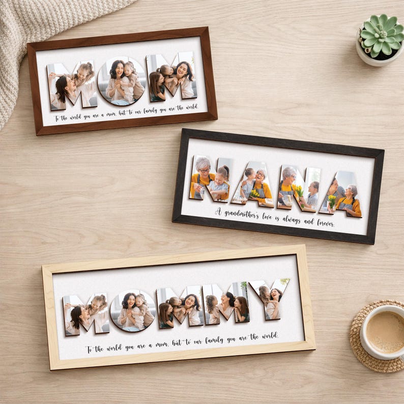 Personalized Mom Pictures Frame Gift, Photo Sign for Mom, Mother's Day Gift, Mom Custom Photo Wood Sign, Mom Gift, Grandma Gift,Gift for Her