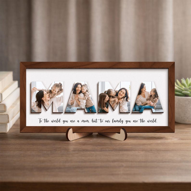 Personalized Mom Pictures Frame Gift, Photo Sign for Mom, Mother's Day Gift, Mom Custom Photo Wood Sign, Mom Gift, Grandma Gift,Gift for Her