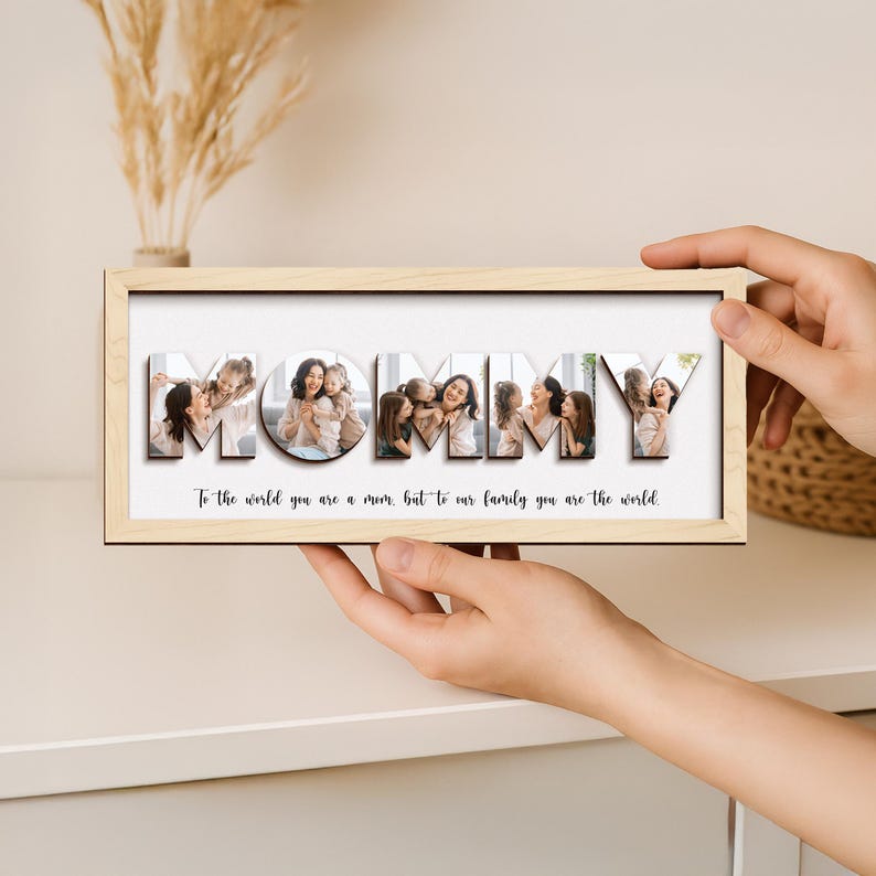 Personalized Mom Pictures Frame Gift, Photo Sign for Mom, Mother's Day Gift, Mom Custom Photo Wood Sign, Mom Gift, Grandma Gift,Gift for Her