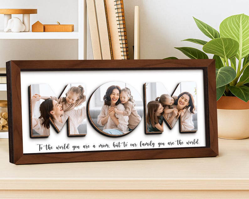 Personalized Mom Pictures Frame Gift, Photo Sign for Mom, Mother's Day Gift, Mom Custom Photo Wood Sign, Mom Gift, Grandma Gift,Gift for Her