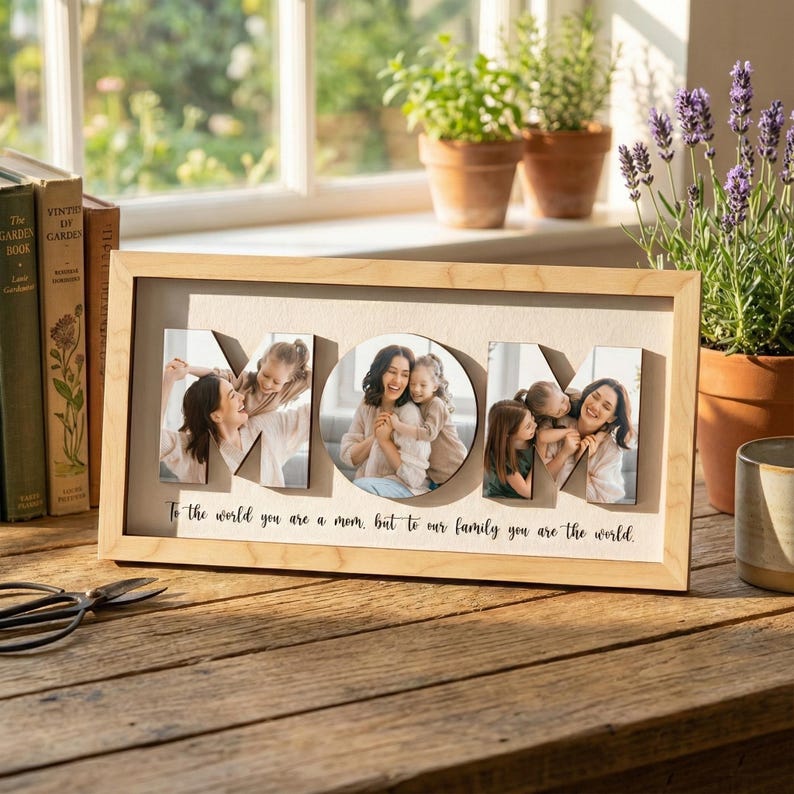 Personalized Mom Pictures Frame Gift, Photo Sign for Mom, Mother's Day Gift, Mom Custom Photo Wood Sign, Mom Gift, Grandma Gift,Gift for Her