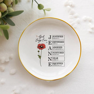 Personalized Bible Verse Jewelry Dish, Custom Bible Verse Ring Dish Gift for Her, Christian Trinket Dish, God Says You Are Gift, Faith Gift