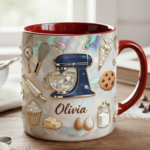 Baker s Dream Coffee Mug, Personalized Baking Lover Mug, Cute Baking Tools Design, Cute Kitchen Baking Gift For Her