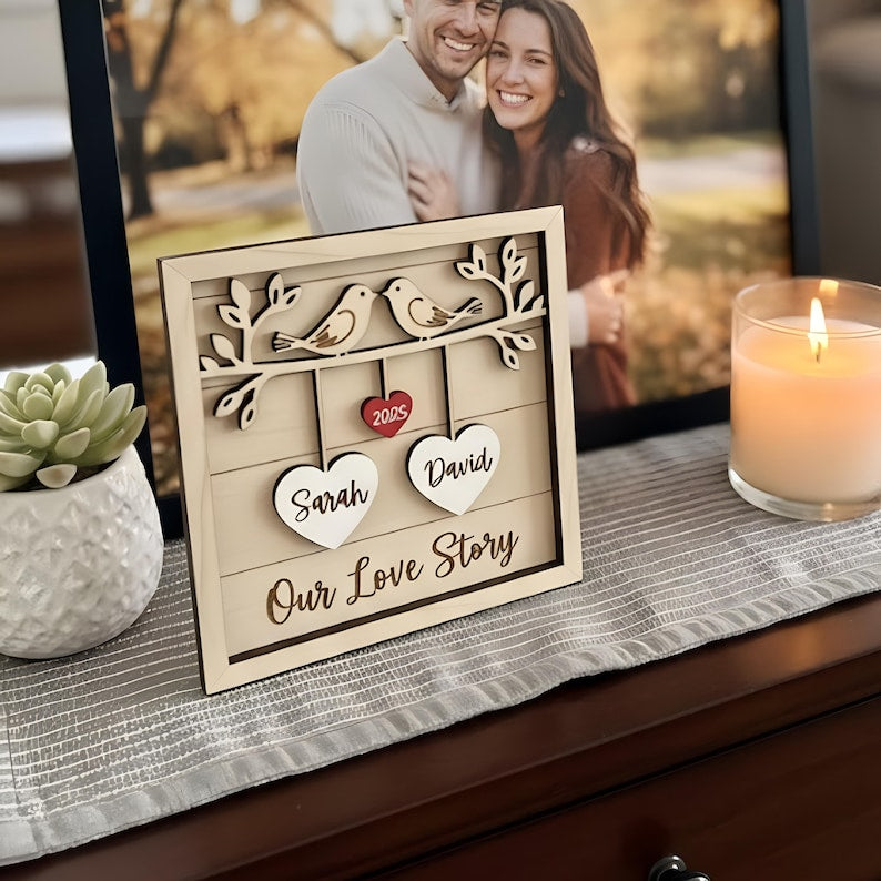Personalized Wooden Sign, Couple Heart Decor, Valentine's Day Gift, Anniversary Gift, Gifts for Lover, Couple Decor, Couple Names Custom