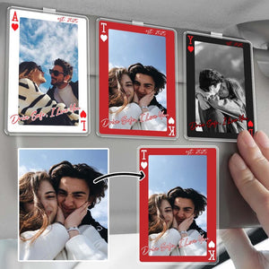 Personalized Photo Playing Card Sun Visor Clip: Custom Couple Car Visor Clip, Valentine Gift for Boyfriend