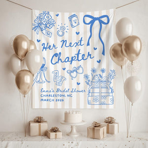 Next Chapter Bridal Shower Banner, Book Club Cocktail Party Decor, New Chapter Bookish Bachelorette Sign, Book Lover Photo Booth Backdrop