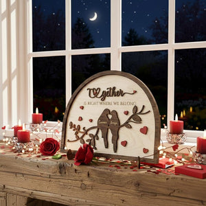 Personalized Wooden Couple Sign, Together Is Right Where We Belong, Custom Name Wood Decor, Wedding & Anniversary Gift