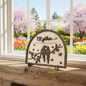 Personalized Wooden Couple Sign, Together Is Right Where We Belong, Custom Name Wood Decor, Wedding & Anniversary Gift