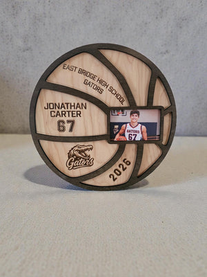 Personalized Basketball Senior Night Gift with Photo | Custom Wood Basketball Sign | Senior 2026 Sports Keepsake | Basketball Frame