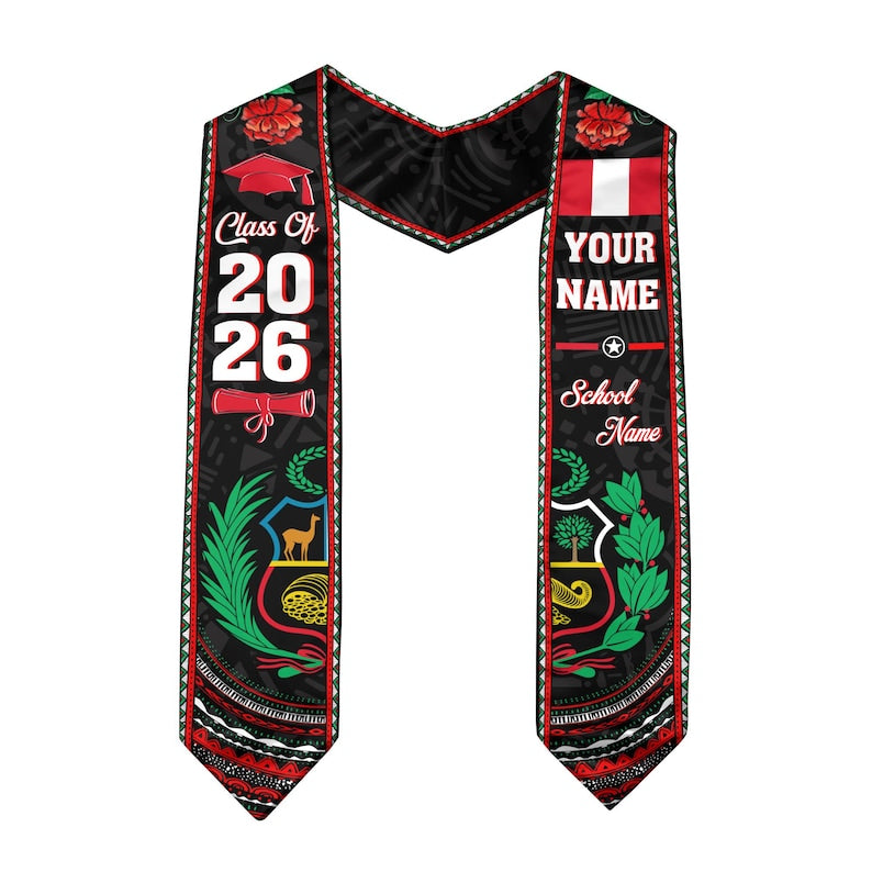 Personalized Peruvians American Flag Graduation Sash 2026, Peru Graduation Stole Custom, Peruvians Graduation Sash 2026, Graduation Gifts