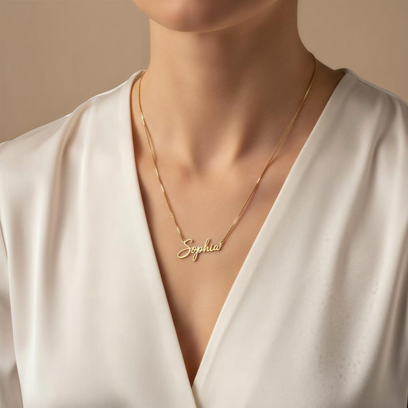 Custom Dainty Minimalist Name Necklace 18K Gold Personalized Script Name Jewelry Gift for Her