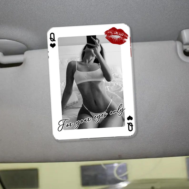 Boudoir Photo Car Visor Clip, Custom Playing Card Valentines Gifts For Him, Drive Safe Boyfriend, Personalized Spicy Photo Gift for Husband