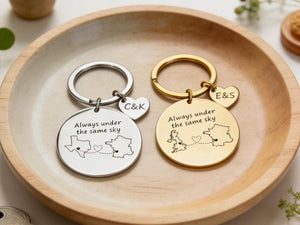 Custom Long Distance Keychain,Leaving Home Gift,Keychain Long Distance Couple Friends Long Distance Relationship Gift, Valentine's Day Gifts