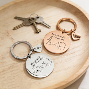 Custom Long Distance Keychain,Leaving Home Gift,Keychain Long Distance Couple Friends Long Distance Relationship Gift, Valentine's Day Gifts