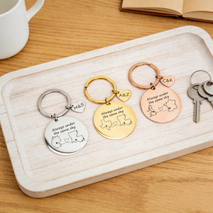 Custom Long Distance Keychain,Leaving Home Gift,Keychain Long Distance Couple Friends Long Distance Relationship Gift, Valentine's Day Gifts