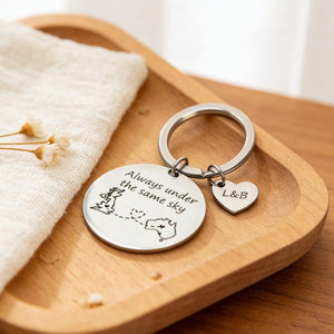 Custom Long Distance Keychain,Leaving Home Gift,Keychain Long Distance Couple Friends Long Distance Relationship Gift, Valentine's Day Gifts