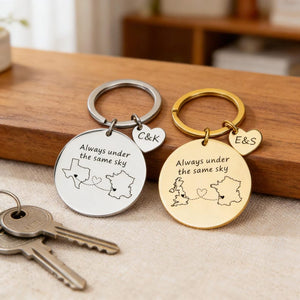 Custom Long Distance Keychain,Leaving Home Gift,Keychain Long Distance Couple Friends Long Distance Relationship Gift, Valentine's Day Gifts