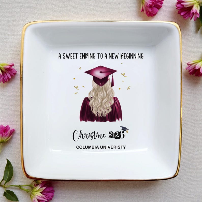 College Class of 2026, Personalized Graduation Jewelry Dish, Custom Graduation Gifts for Her, University Grad