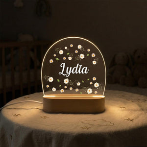 Personalised Name Night Light for Girl, Bunny Flowers Night Lamp, Kids Night Light Gift, LED Lamp for Baby Girl Bedroom, Kids Nursery Decor