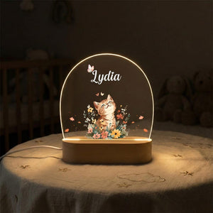 Personalised Name Night Light for Girl, Bunny Flowers Night Lamp, Kids Night Light Gift, LED Lamp for Baby Girl Bedroom, Kids Nursery Decor