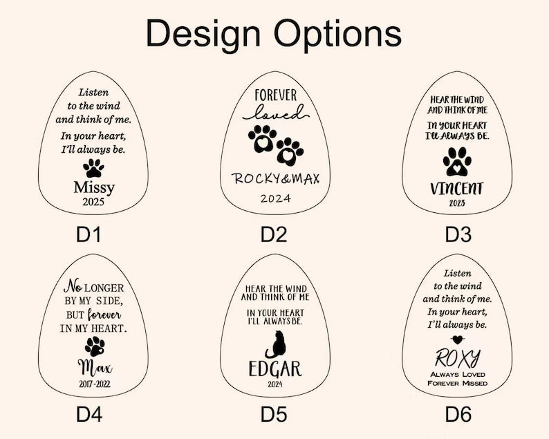 Outdoor Pet Memorial Wind Chime Personalized Name & Dates Engraving for Cherished Pets