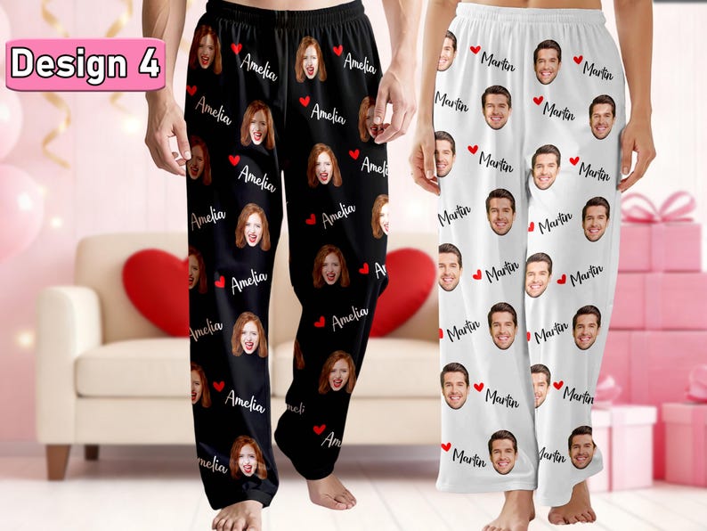 Custom Photo Pajama Pants: Personalized couple faces, Valentine's Day Gifts