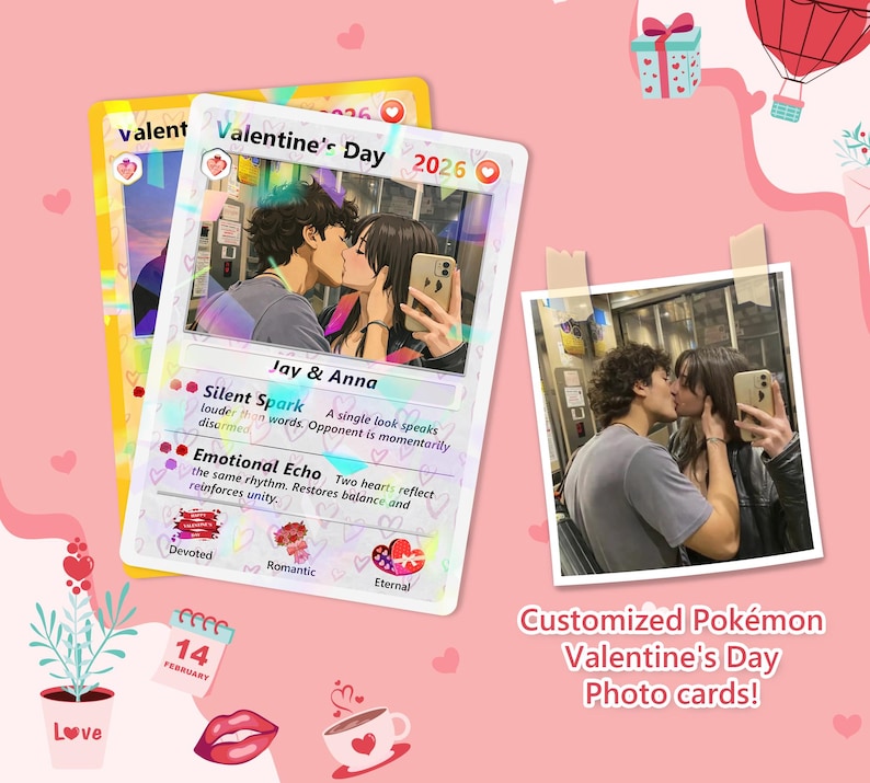 Personalized Pkm Couple Anniversary Card, Custom Valentine's Day Gift for Couples, Anniversary Keepsake