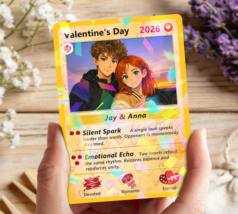 Personalized Pkm Couple Anniversary Card, Custom Valentine's Day Gift for Couples, Anniversary Keepsake