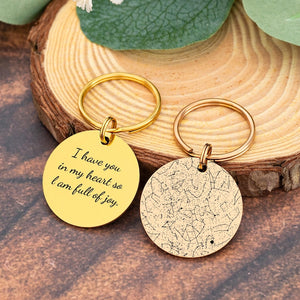 Custom Star Map Keychain,Engraved Night Sky Keyring,Personalized Valentine's Day Gifts,Star Map By Date,Anniversary Gift For Him Her