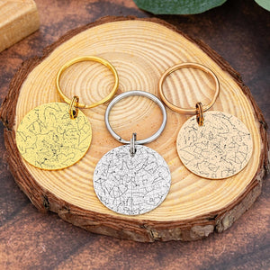 Custom Star Map Keychain,Engraved Night Sky Keyring,Personalized Valentine's Day Gifts,Star Map By Date,Anniversary Gift For Him Her