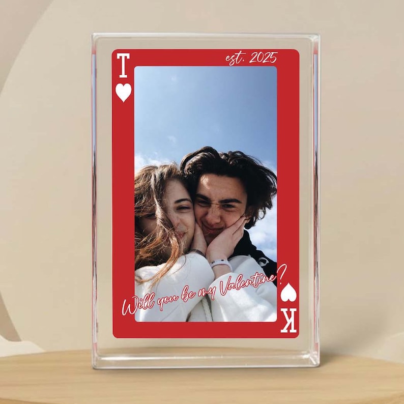 Personalized Playing Card Acrylic Block Plaque: Custom Couple Photo Gift for Couples & Family