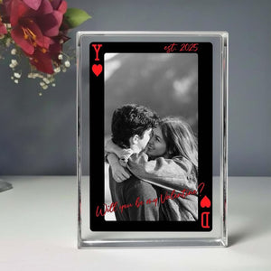 Personalized Playing Card Acrylic Block Plaque: Custom Couple Photo Gift for Couples & Family