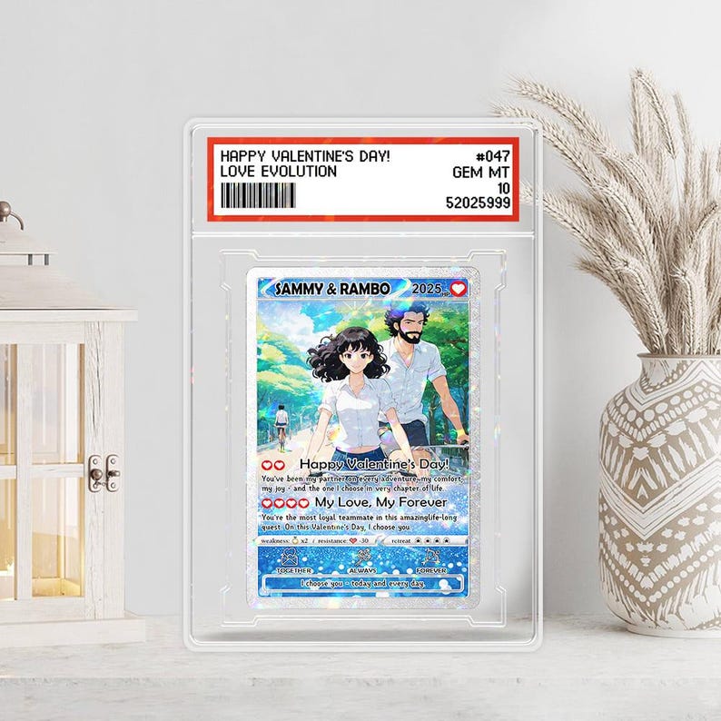 Personalized PKM Valentine s Day Card, Custom Anime Photo Card, Valentine Gift, Game Couple Card Acrylic Blocks, Gift for Game Couples