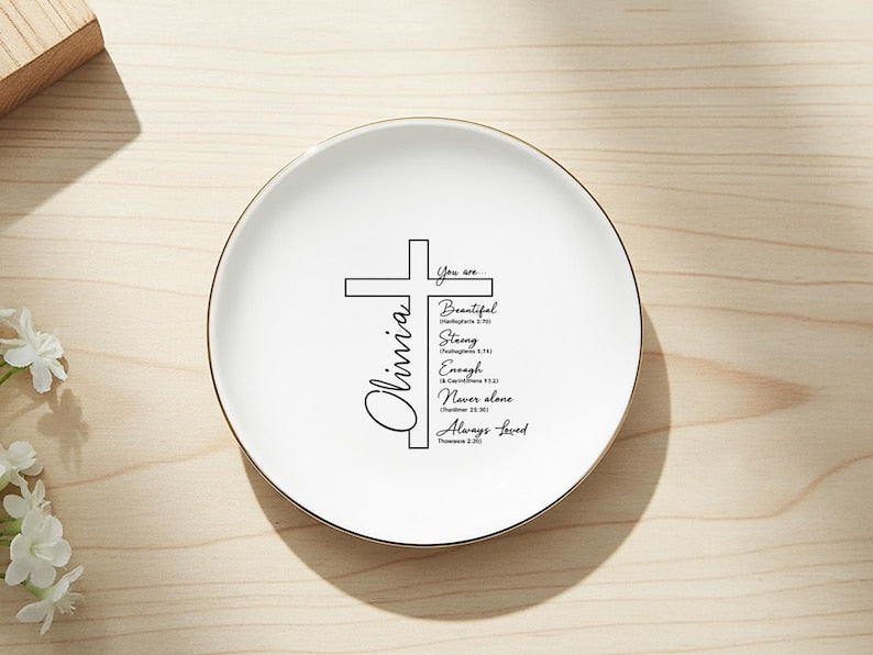 Christian Scripture Jewelry Dish, Bible Verse Gift for Her, Encouragement Keepsake, Baptism Confirmation Gift, Prayer Gift, Religious Decor