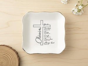Christian Scripture Jewelry Dish, Bible Verse Gift for Her, Encouragement Keepsake, Baptism Confirmation Gift, Prayer Gift, Religious Decor