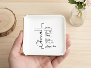 Christian Scripture Jewelry Dish, Bible Verse Gift for Her, Encouragement Keepsake, Baptism Confirmation Gift, Prayer Gift, Religious Decor