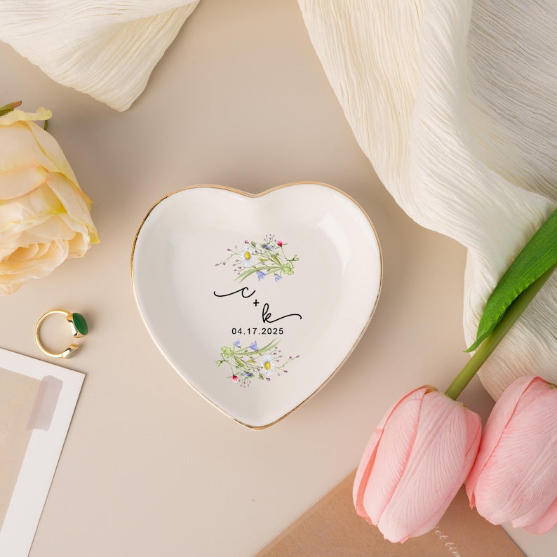 Custom Jewelry Tray, Personalized Wedding Ring Dish, Engagement Trinket Dish, Bridal Shower